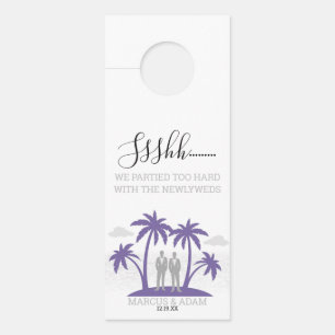 Grooms Purple Beach Wedding Door Hanger