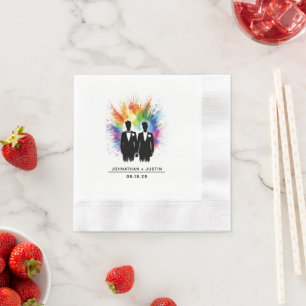 Grooms Rainbow Burst Wedding Napkin