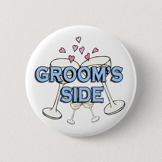 Groom's Side Wedding ID Button (Front)