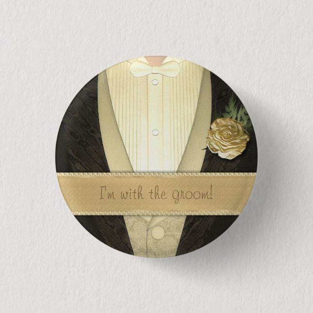 Grooms Tuxedo (Ivory) Custom Wedding 3 Cm Round Badge (Front)