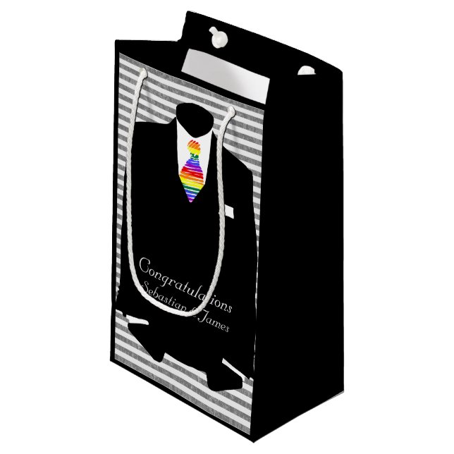 Grooms Wedding Congratulations Personalised Small Gift Bag (Front Angled)