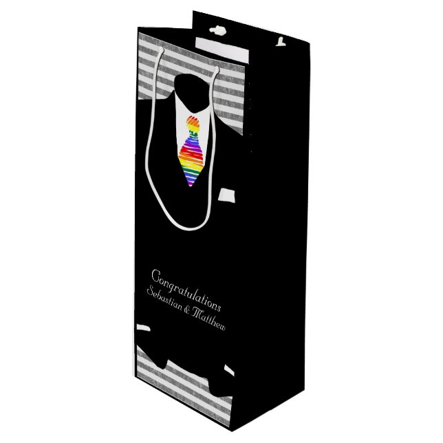 Grooms Wedding Congratulations Personalised Wine Gift Bag (Front Angled)