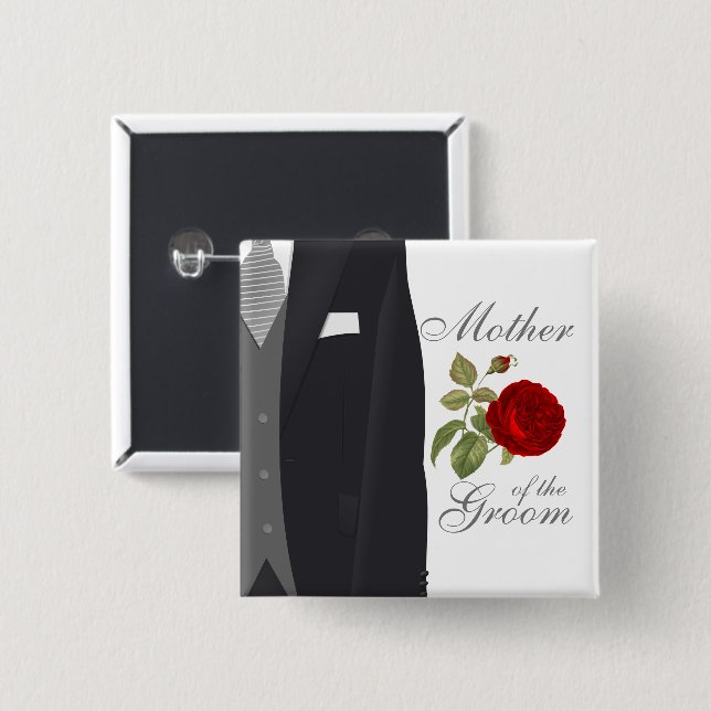Groom's Wedding Party 15 Cm Square Badge (Front & Back)