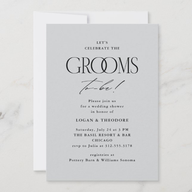 Grooms Wedding Shower Modern Typography Invitation (Front)