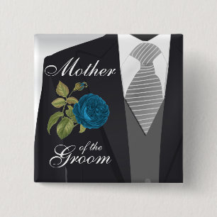 Groom's Wedding Suit Bridal Party - Teal 15 Cm Square Badge