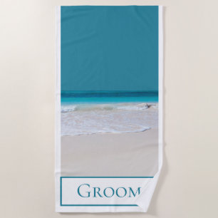 Grooms White Sandy Beach Towel