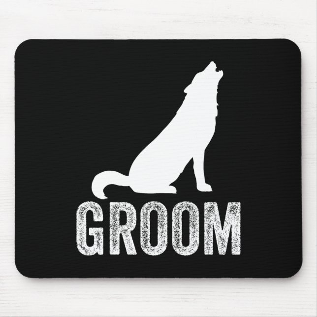 Grooms Wolf Bachelor Wedding Groomsmen Team Party  Mouse Mat (Front)