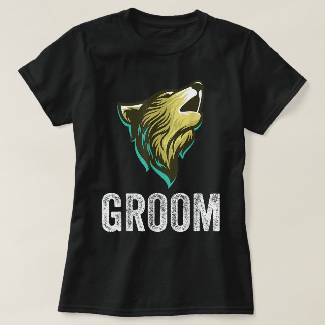 Grooms Wolf Bachelor Wedding Groomsmen Team Party  T-Shirt (Design Front)