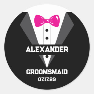 Groomsmaid Gift with Custom Name and Wedding Date Classic Round Sticker