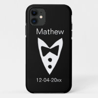 groomsman add name year black bow shirt tie tuxedo