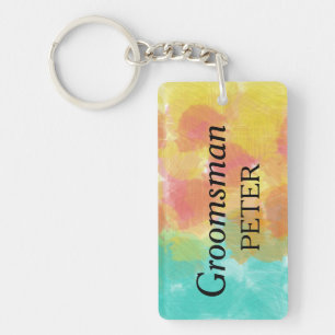 Groomsman Artsy Watercolor Key Ring