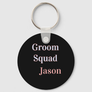 groomsman bachelor party add name modern black key ring