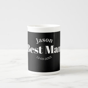 groomsman bachelor party best man black white date bone china mug