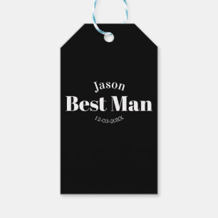 groomsman bachelor party best man black white date gift tags