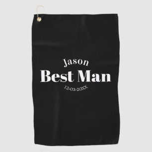 groomsman bachelor party best man black white date golf towel