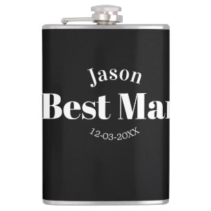 groomsman bachelor party best man black white date hip flask