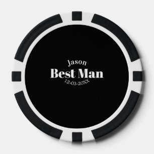 groomsman bachelor party best man black white date poker chips