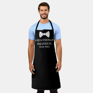 Groomsman Bachelor Party Black Modern Wedding  Apron