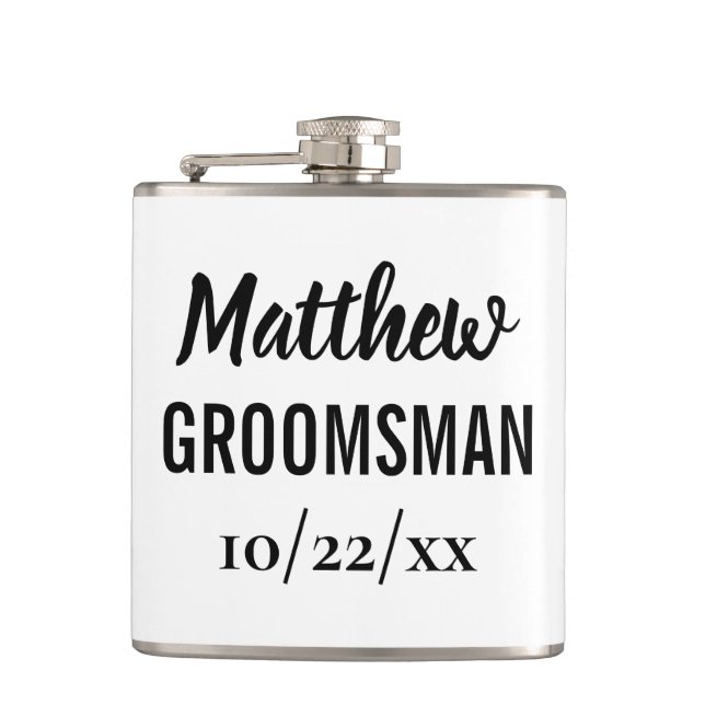 Groomsman Bachelor Party Elegant Wedding Favour Hip Flask (Front)