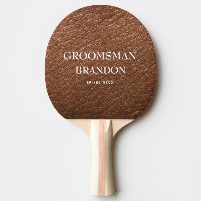 Groomsman Bachelor Party Leather Modern Wedding  Ping Pong Paddle (Front)
