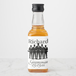 Groomsman Bachelor Party Suited Squad Name Date Liquor Bottle Label