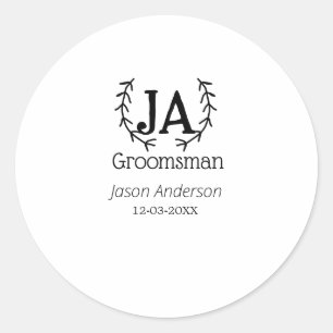 groomsman bachelorette party add name modern simpl classic round sticker