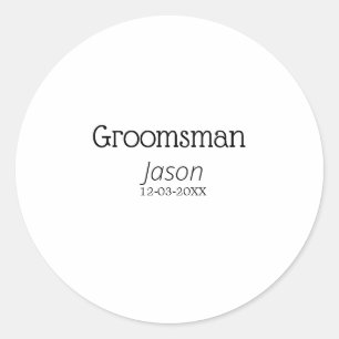 groomsman bachelorette party add name modern simpl classic round sticker