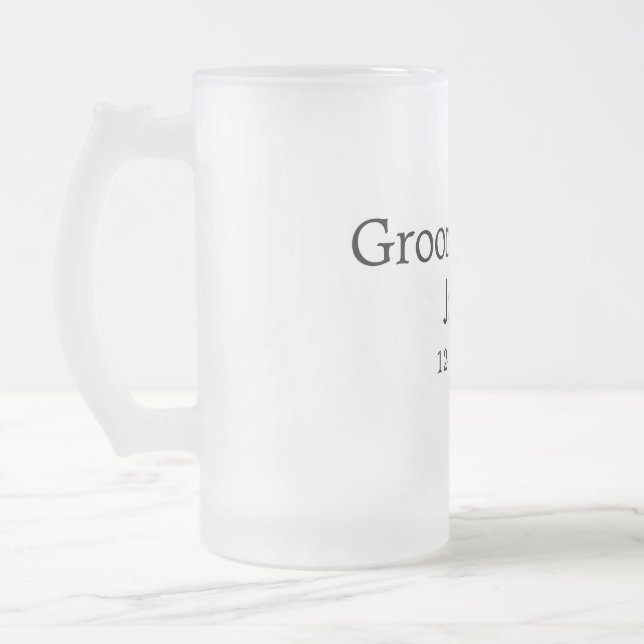 groomsman bachelorette party add name modern simpl frosted glass beer mug (Left)
