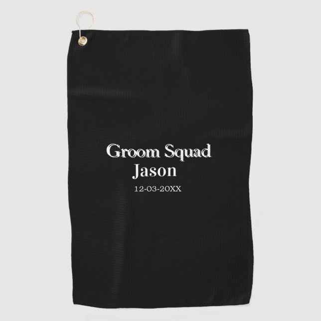 groomsman bachelorette party add name modern simpl golf towel (Front)
