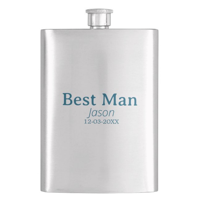 groomsman bachelorette party add name modern simpl hip flask (Front)