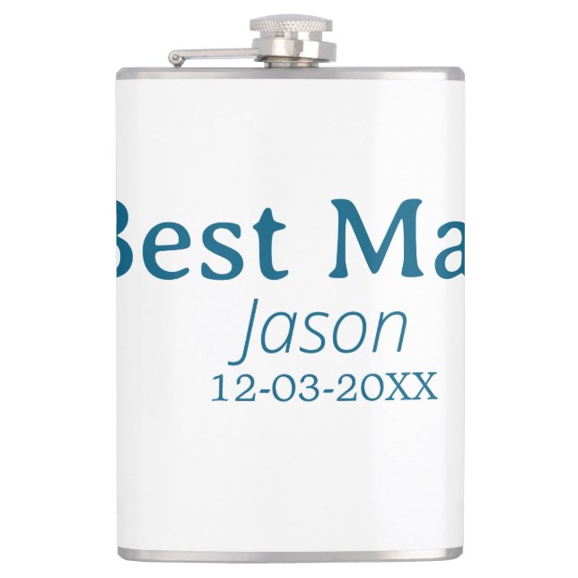 groomsman bachelorette party add name modern simpl hip flask (Front)