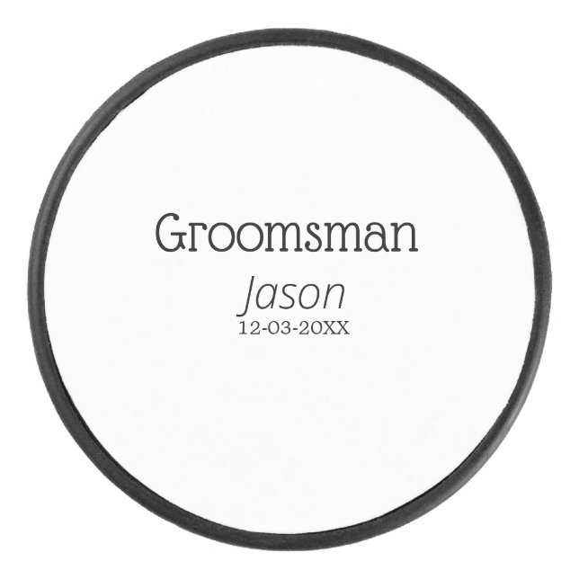 groomsman bachelorette party add name modern simpl hockey puck (Front)