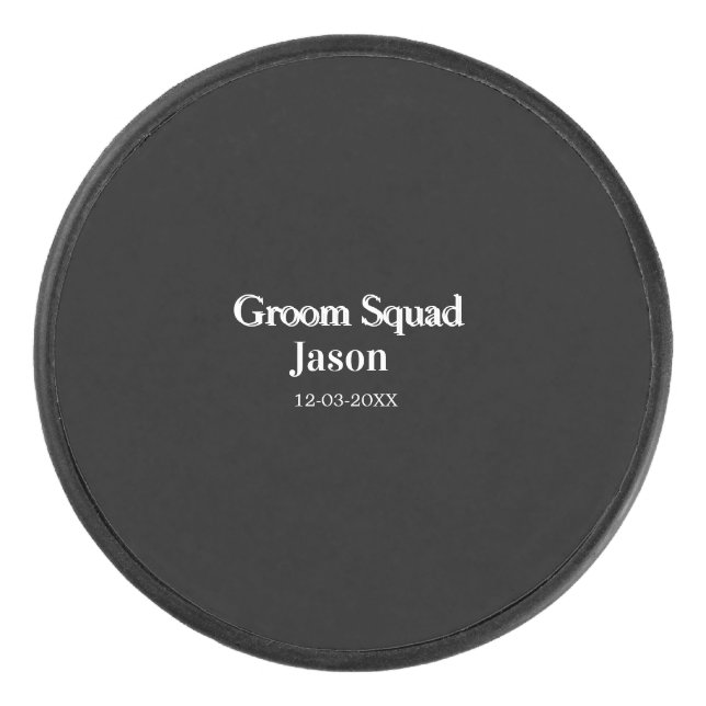 groomsman bachelorette party add name modern simpl hockey puck (Front)