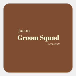 groomsman bachelorette party add name modern simpl square sticker