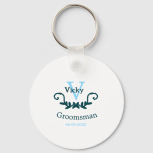 groomsman bachelorette party blue vintage classic key ring