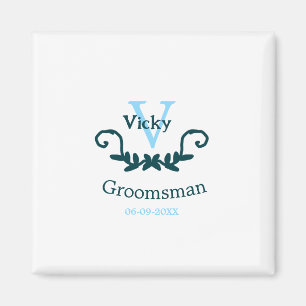 groomsman bachelorette party blue vintage classic  magnet