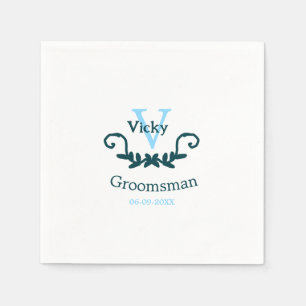 groomsman bachelorette party blue vintage classic napkin