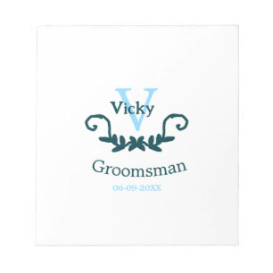 groomsman bachelorette party blue vintage classic notepad