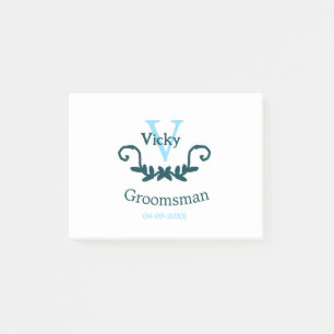 groomsman bachelorette party blue vintage classic post-it notes