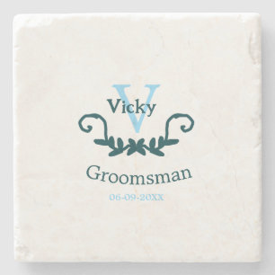groomsman bachelorette party blue vintage classic  stone coaster