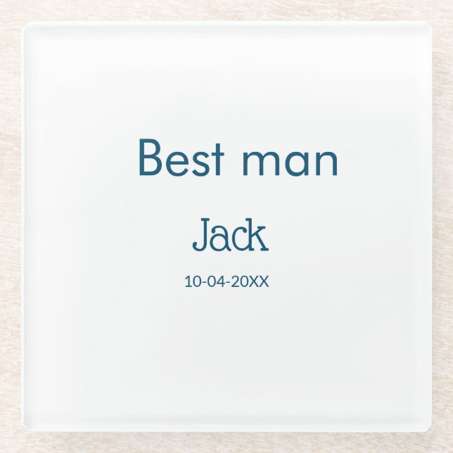 groomsman best man add name text bachelorette glass coaster (Front)
