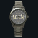 Groomsman Best Man Father Bride Groom Monogrammed Watch<br><div class="desc">Congratulations on your engagement, we hope you have a wonderful day and future life together filled with happiness and joy. This modern elegant wedding stationery item is part of a larger collection as designed by LeahG on behalf of the Low Budget Wedding Network® Please view the attached collection and 'additional...</div>