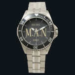 Groomsman Best Man Father Bride Groom Monogrammed Watch<br><div class="desc">Congratulations on your engagement, we hope you have a wonderful day and future life together filled with happiness and joy. This modern elegant wedding stationery item is part of a larger collection as designed by LeahG on behalf of the Low Budget Wedding Network® Please view the attached collection and 'additional...</div>
