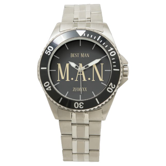 Groomsman Best Man Father Bride Groom Monogrammed Watch (Front)