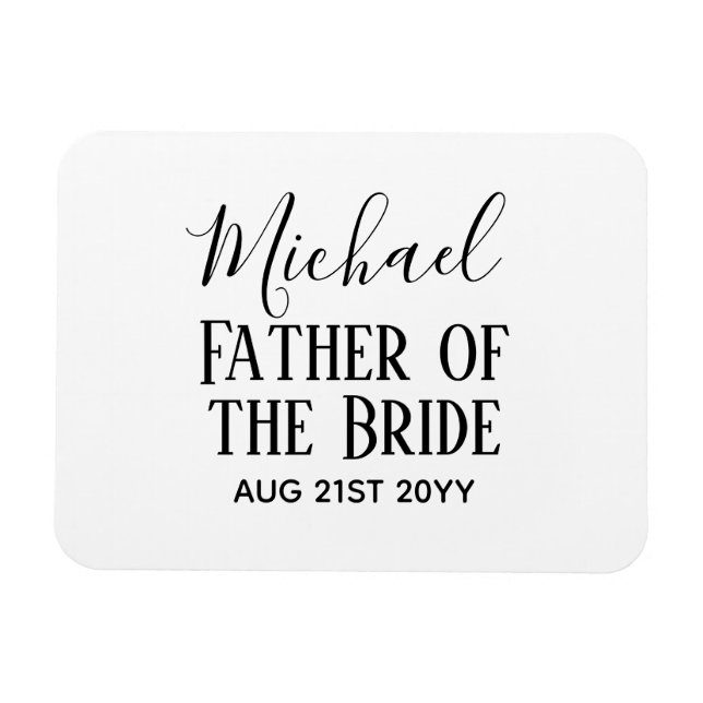 Groomsman BestMan Father Bride Groom Named Script Magnet (Horizontal)