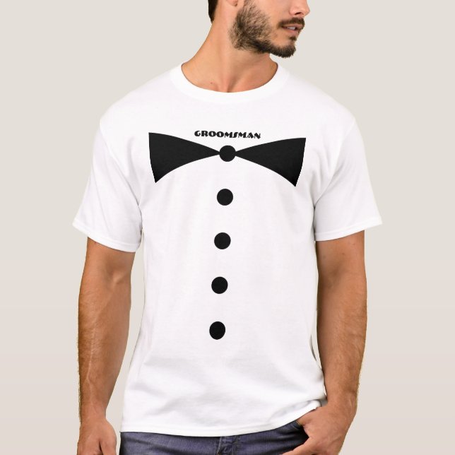 GroomsMan BIG Bow Tie Wedding Party T-Shirt (Front)