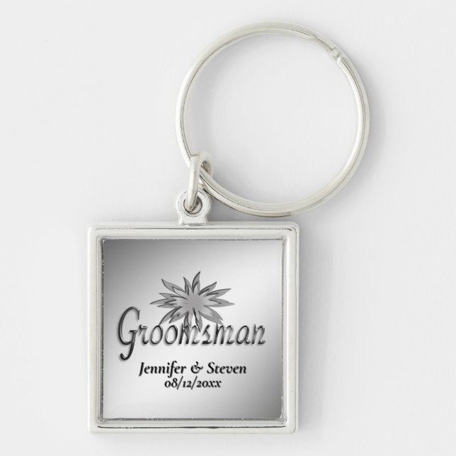 Groomsman Black and White Custom Keychains (Front)