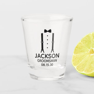 Groomsman Black Bow Tie Shot Glass
