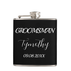 Groomsman Black Elegant Simple Gifts Wedding  Hip Flask