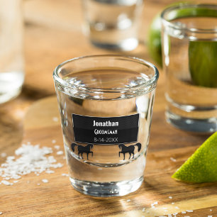 Groomsman Black Metallic Personalised Shot Glass